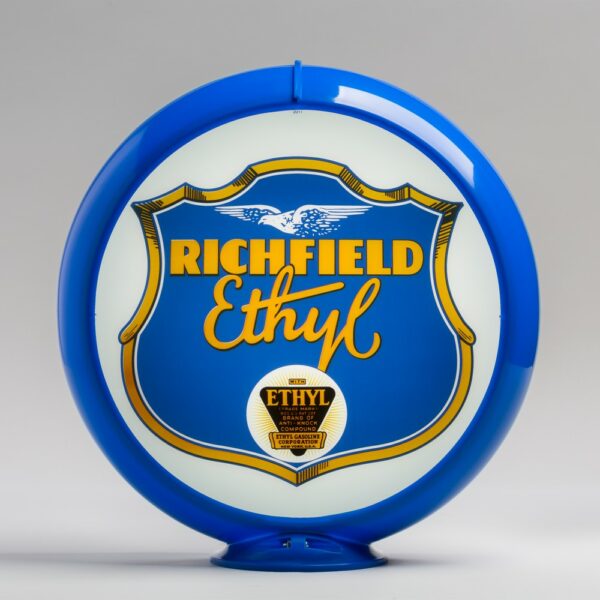 Richfield Ethyl 13.5" Gas Pump Globe with light blue plastic body