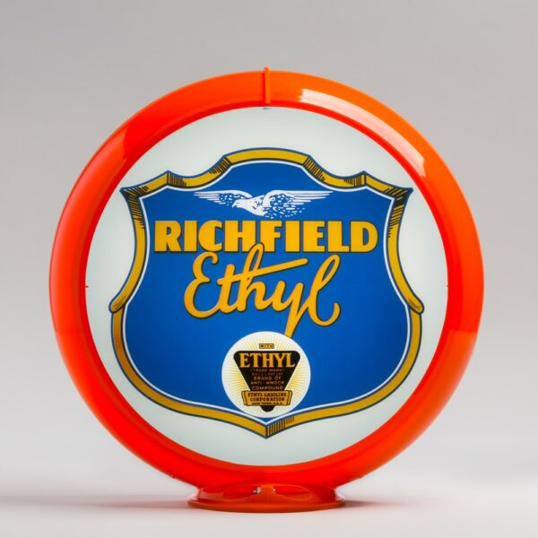 Richfield Ethyl 13.5" Gas Pump Globe with orange plastic body