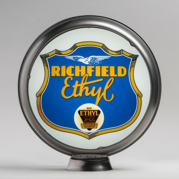 Richfield Ethyl 13.5" Gas Pump Globe with unpainted steel body