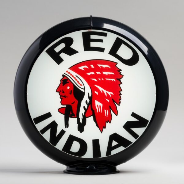 Red Indian 13.5" Gas Pump Globe with black plastic body