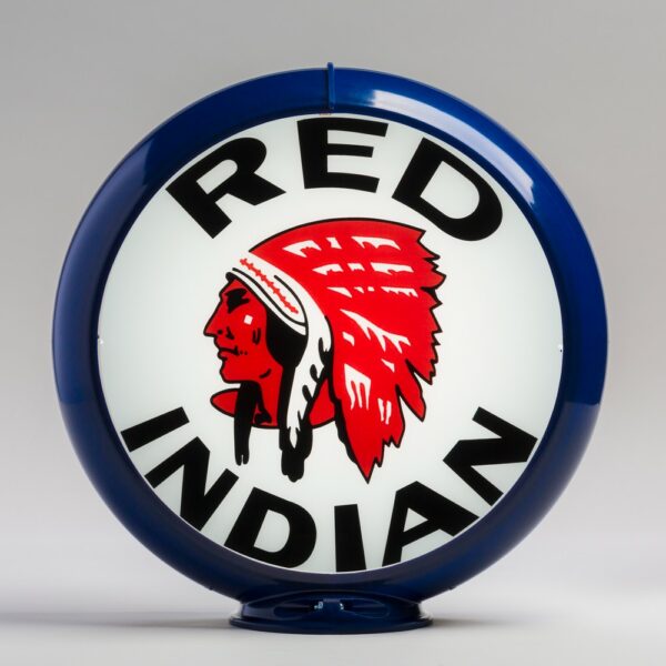 Red Indian 13.5" Gas Pump Globe with dark blue plastic body