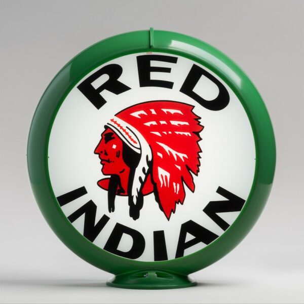 Red Indian 13.5" Gas Pump Globe with green plastic body