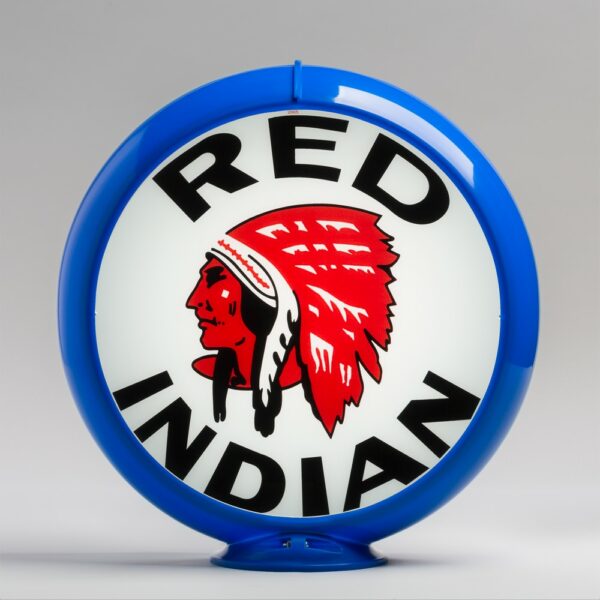 Red Indian 13.5" Gas Pump Globe with light blue plastic body