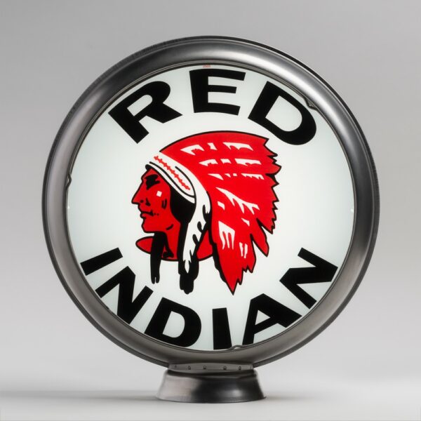 Red Indian 13.5" Gas Pump Globe with unpainted steel body