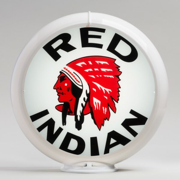 Red Indian 13.5" Gas Pump Globe with white plastic body