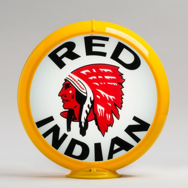 Red Indian 13.5" Gas Pump Globe with yellow plastic body