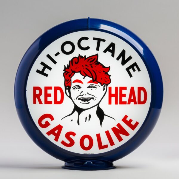 Red Head 13.5" Gas Pump Globe with dark blue plastic body