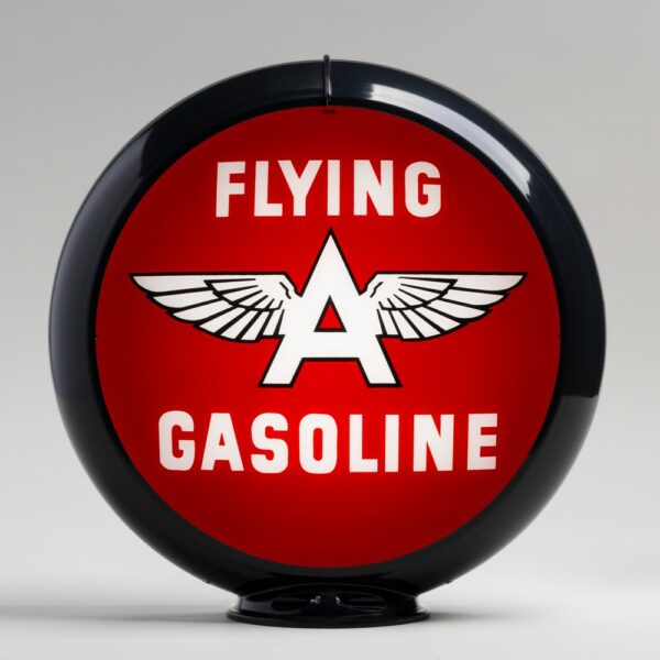 Flying A Gasoline (Red) 13.5" Gas Pump Globe with black plastic body