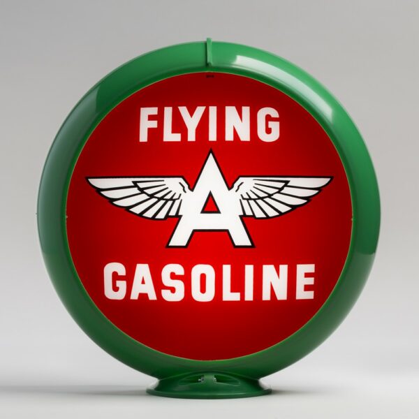 Flying A Gasoline (Red) 13.5" Gas Pump Globe with green plastic body