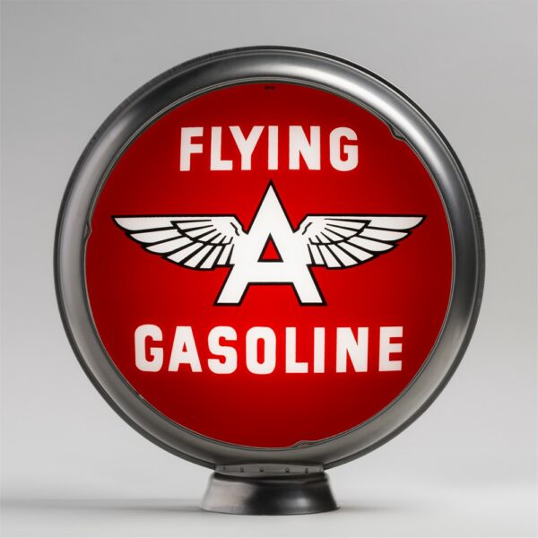 Flying A Gasoline (Red) 13.5" Gas Pump Globe with unpainted steel body