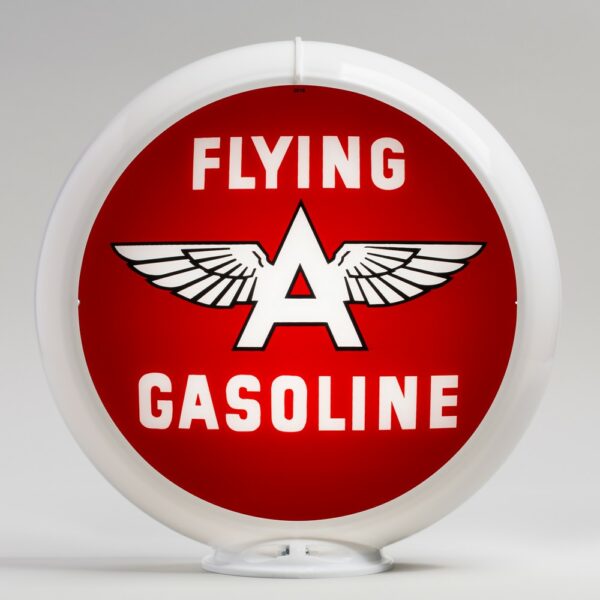 Flying A Gasoline (Red) 13.5" Gas Pump Globe with white plastic body