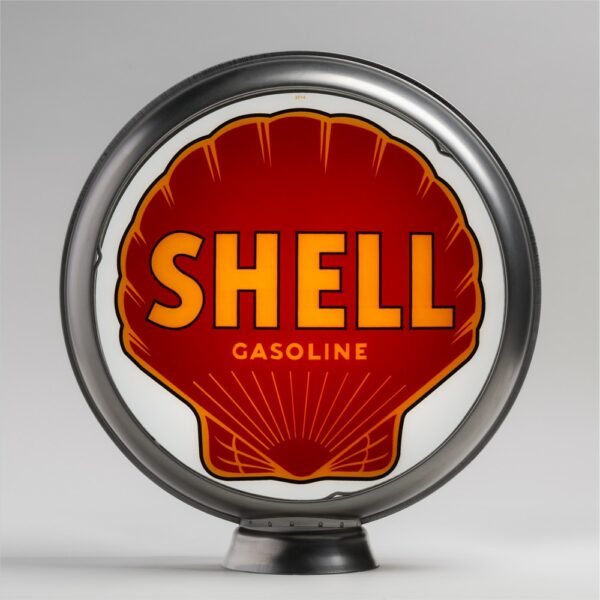 Shell Gasoline (Red) 13.5" Gas Pump Globe with unpainted steel body