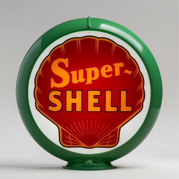 Super Shell (Red) 13.5" Gas Pump Globe with green plastic body