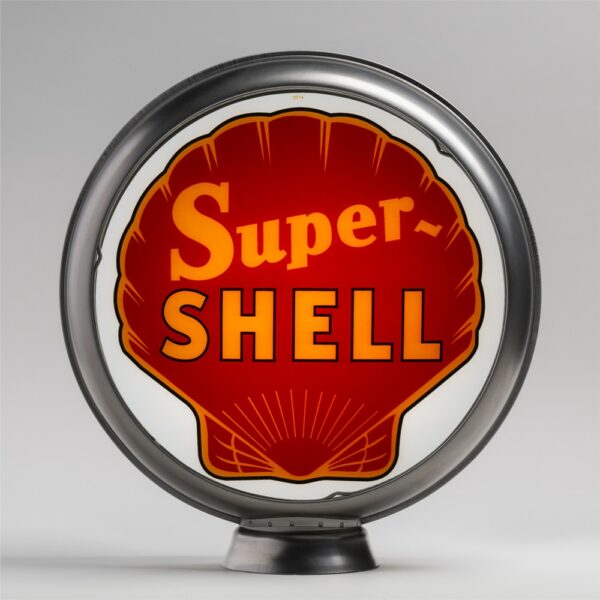 Super Shell (Red) 13.5" Gas Pump Globe with unpainted steel body