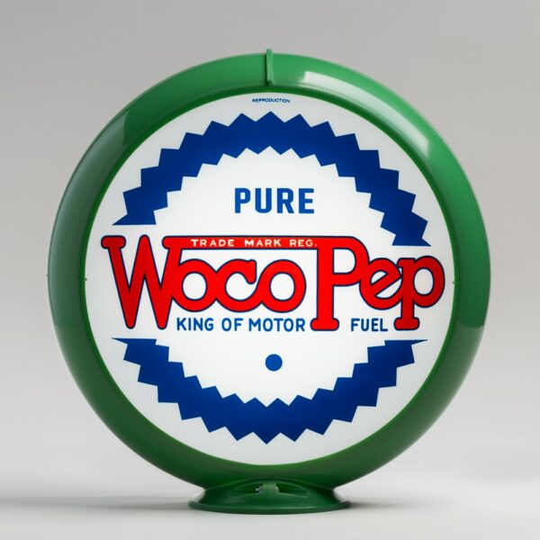 Woco Pep 13.5" Gas Pump Globe with green plastic body