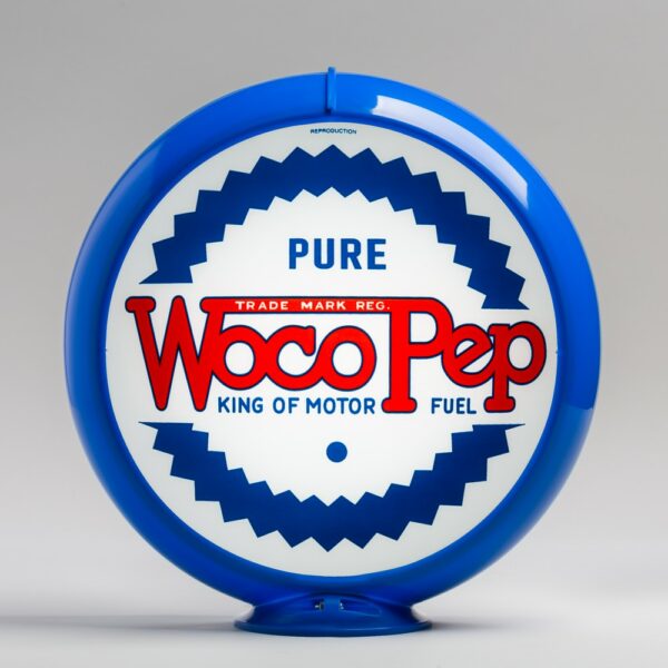 Woco Pep 13.5" Gas Pump Globe with light blue plastic body