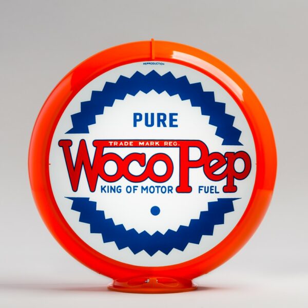 Woco Pep 13.5" Gas Pump Globe with orange plastic body