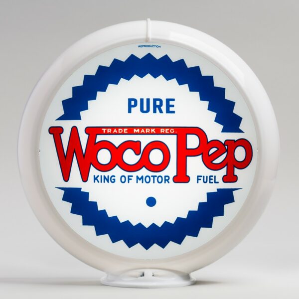 Woco Pep 13.5" Gas Pump Globe with white plastic body