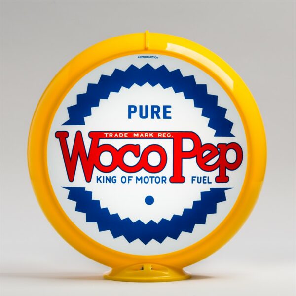 Woco Pep 13.5" Gas Pump Globe with yellow plastic body