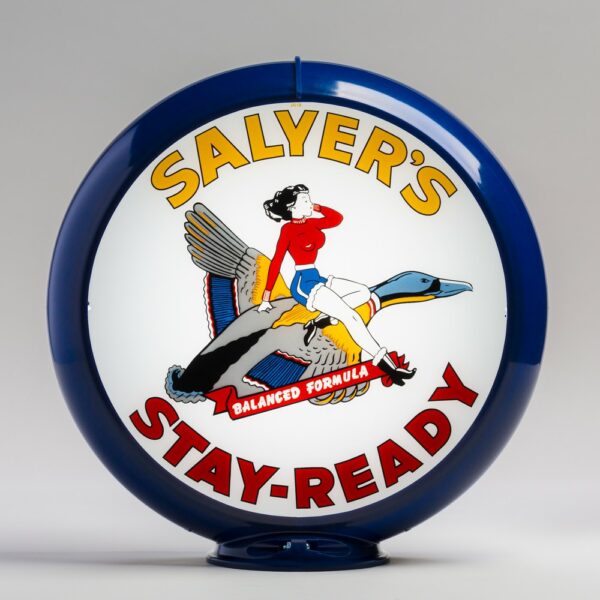 Salyer's Stay Ready 13.5" Gas Pump Globe with dark blue plastic body