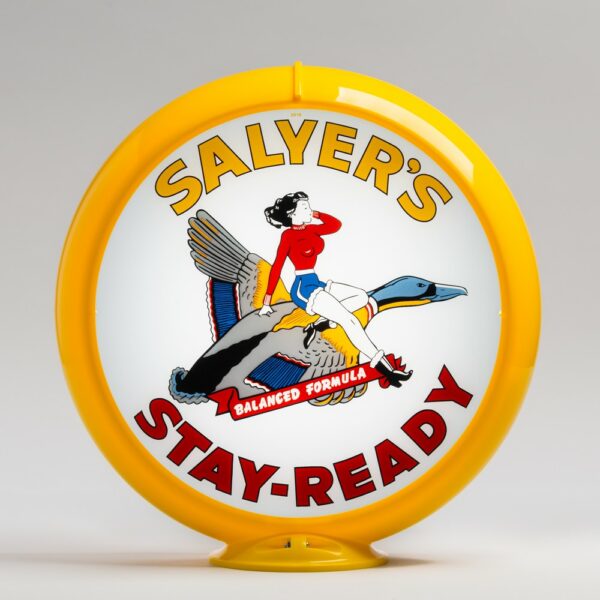 Salyer's Stay Ready 13.5" Gas Pump Globe with yellow plastic body