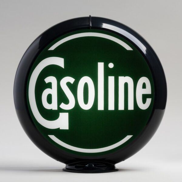 Gasoline (Green) 13.5" Gas Pump Globe with black plastic body