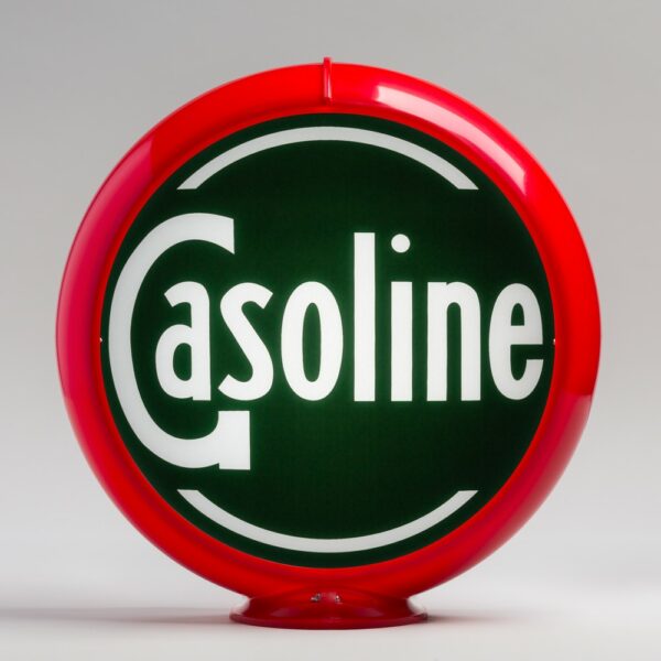 Gasoline (Green) 13.5" Gas Pump Globe with red plastic body