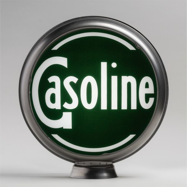 Gasoline (Green) 13.5" Gas Pump Globe with unpainted steel body