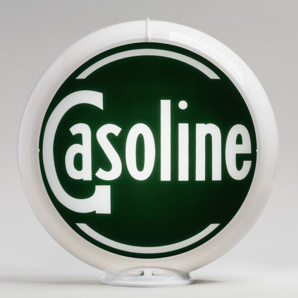 Gasoline (Green) 13.5" Gas Pump Globe with white plastic body