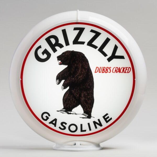 Grizzly Gasoline 13.5" Gas Pump Globe with white plastic body