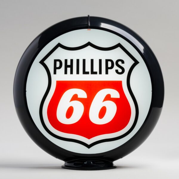 Phillips 66 Red-White Logo 13.5" Gas Pump Globe with black plastic body