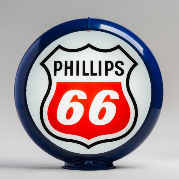 Phillips 66 Red-White Logo 13.5" Gas Pump Globe with dark blue plastic body