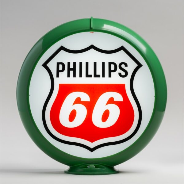 Phillips 66 Red-White Logo 13.5" Gas Pump Globe with green plastic body