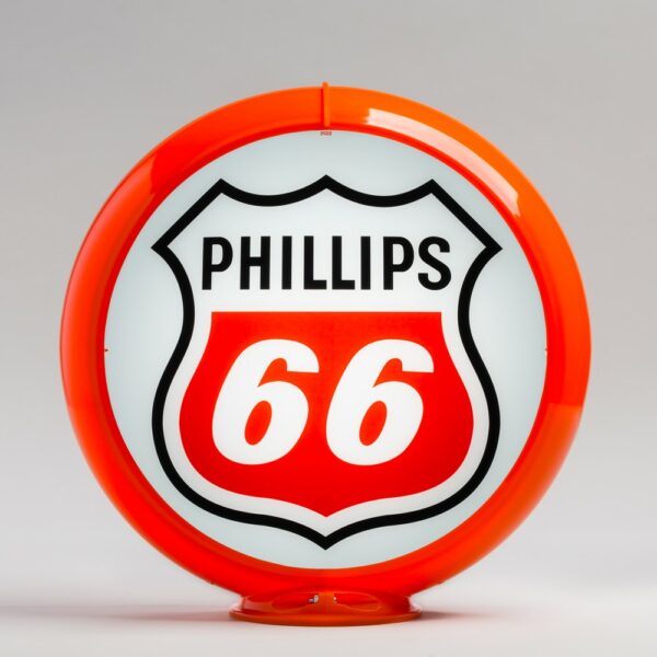 Phillips 66 Red-White Logo 13.5" Gas Pump Globe with orange plastic body