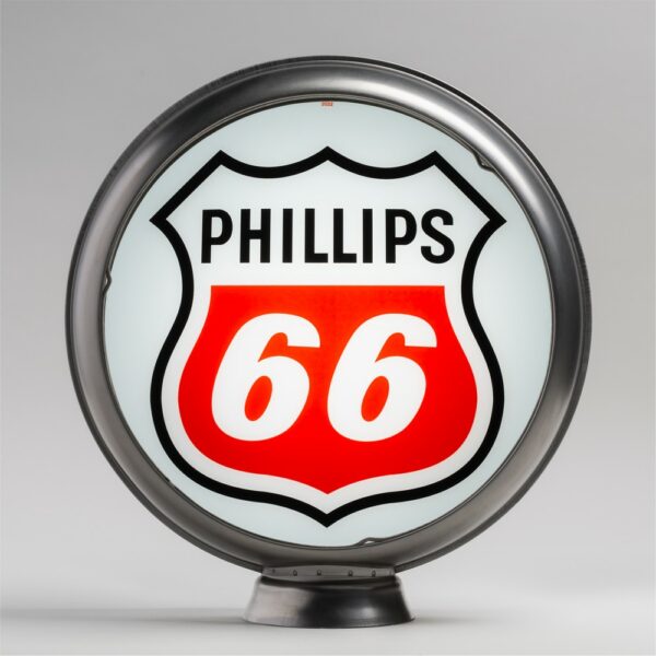Phillips 66 Red-White Logo 13.5" Gas Pump Globe with unpainted steel body