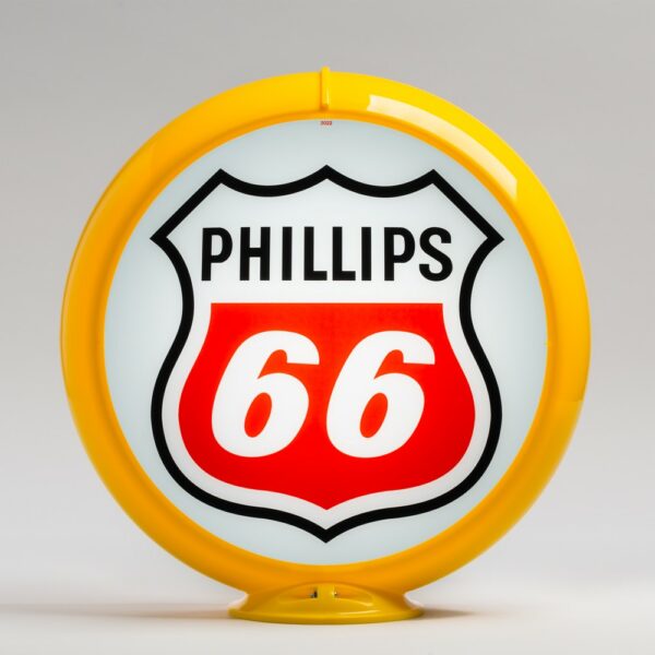 Phillips 66 Red-White Logo 13.5" Gas Pump Globe with yellow plastic body