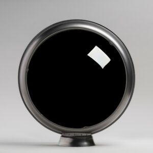 Black Glass 15" Gas Pump Globe with unpainted steel body