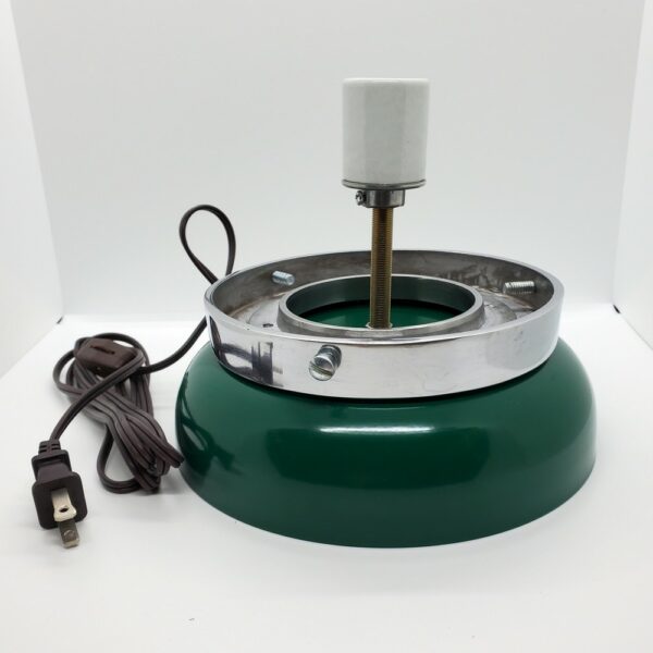 Green Lamp Base with Polished Aluminum Mounting Ring