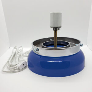 Medium Blue Lamp Base with Polished Aluminum Mounting Ring