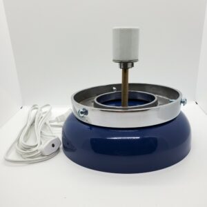 Dark Blue Lamp Base with Polished Aluminum Mounting Ring