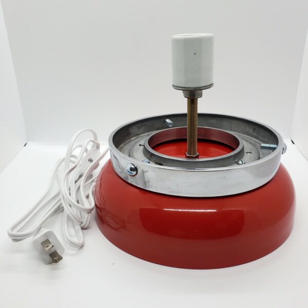 Red Lamp Base with Polished Aluminum Mounting Ring