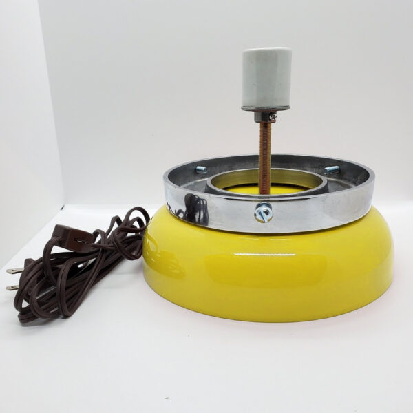 Yellow Lamp Base with Polished Aluminum Mounting Ring