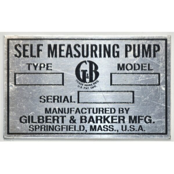G&B Self-Measuring Pump (Pre-Visible) Aluminum ID Tag