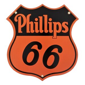 Phillips 66 Die Cut Shield Porcelain Sign - 12" x 12"