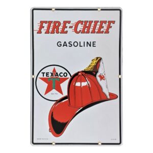 Texaco Fire Chief Porcelain Sign - 12" x 18"