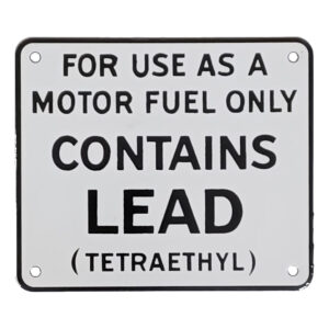 Contains Lead Porcelain Sign - 6" x 7" (Small)