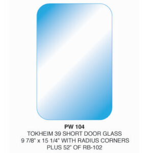 Tokheim 39 Short Door Glass with Rubber – Clear glass with included rubber seal, designed for vintage gas pump restoration projects.