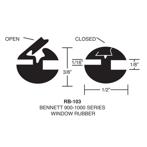 Bennett 900 & 1000 Series Curved Door Glass with Rubber - Image 2