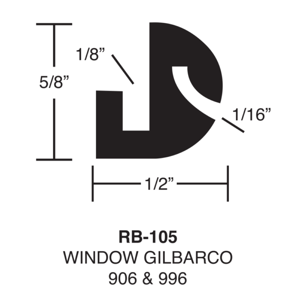 Rubber (sold by the foot) - for Gilbarco 900, 906, & 996 Door Window & Ad Glass