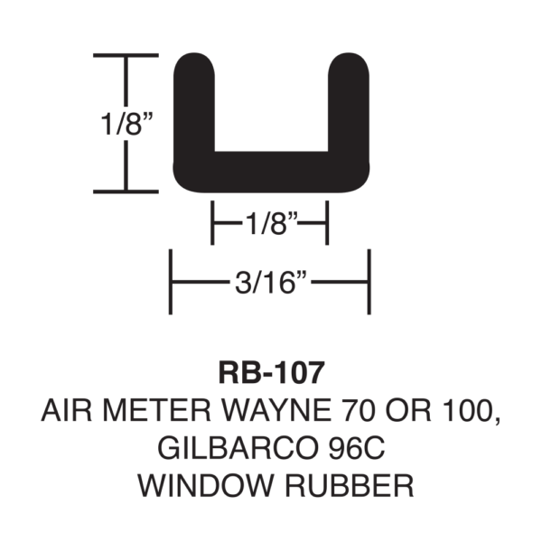 Rubber (sold by the foot) - for Wayne 70 & 100, Gilbarco 90 Series, Eco Air Meter